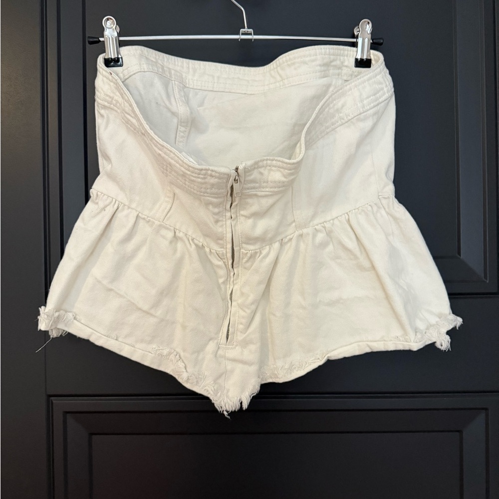 White Denim Strapless Top - Picture 2 of 6